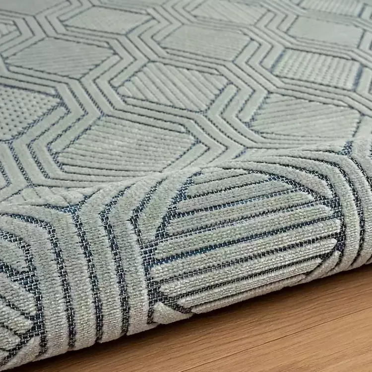 Outdoor Rugs-Kirklands Home Smoky Blue Geometric Indoor/Outdoor Area Rug, 5x7
