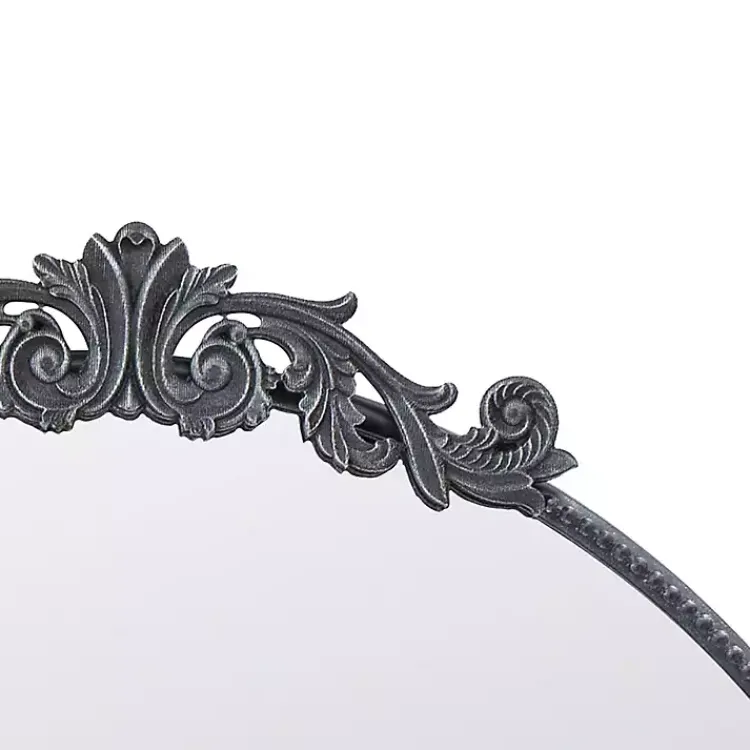 Decorative Mirrors-Kirklands Home Round Antique Floral Scroll Mirror, 39 in. Black