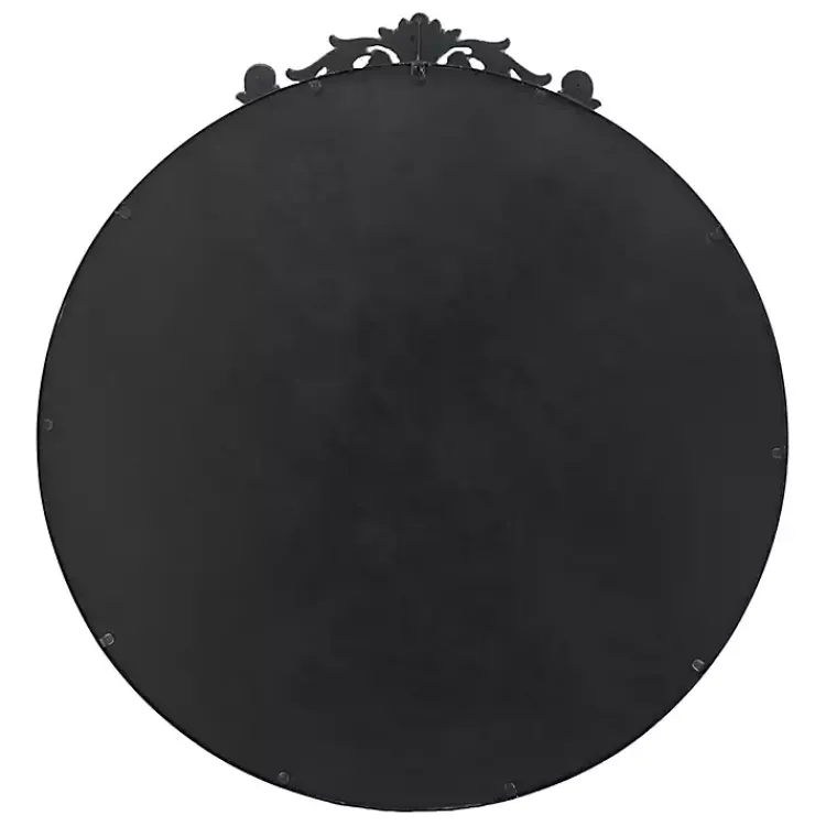 Decorative Mirrors-Kirklands Home Round Antique Floral Scroll Mirror, 39 in. Black