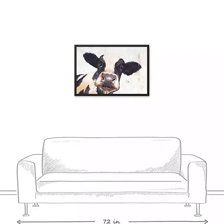 Framed Art-Kirklands Home Neutral Staring Cow Framed Canvas Art Print