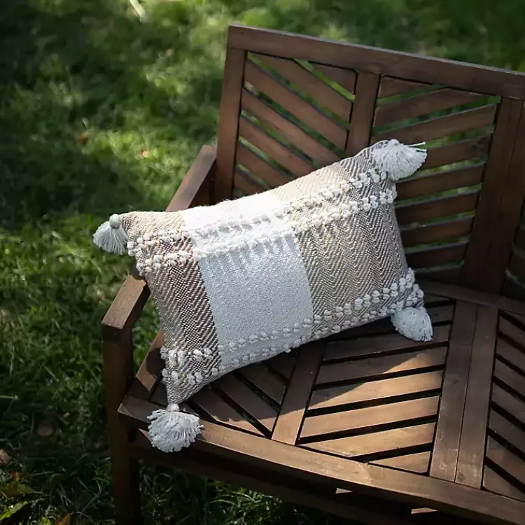 Outdoor Cushions & Pillows-Kirklands Home Neutral Colorblock Outdoor Lumbar Pillow