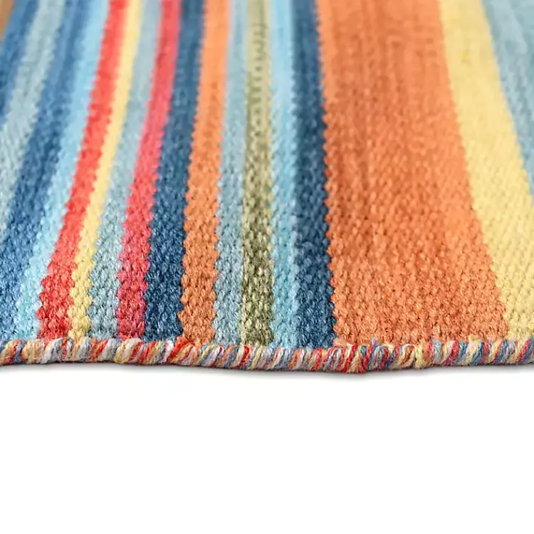 Outdoor Rugs-Kirklands Home Blue Dhurri Stripe Indoor/Outdoor Area Rug, 7x9