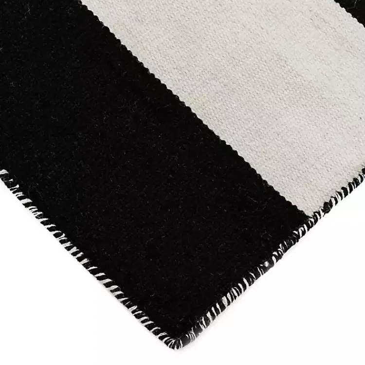 Outdoor Rugs-Kirklands Home Black Cabana Stripe Indoor/Outdoor Area Rug, 5x7