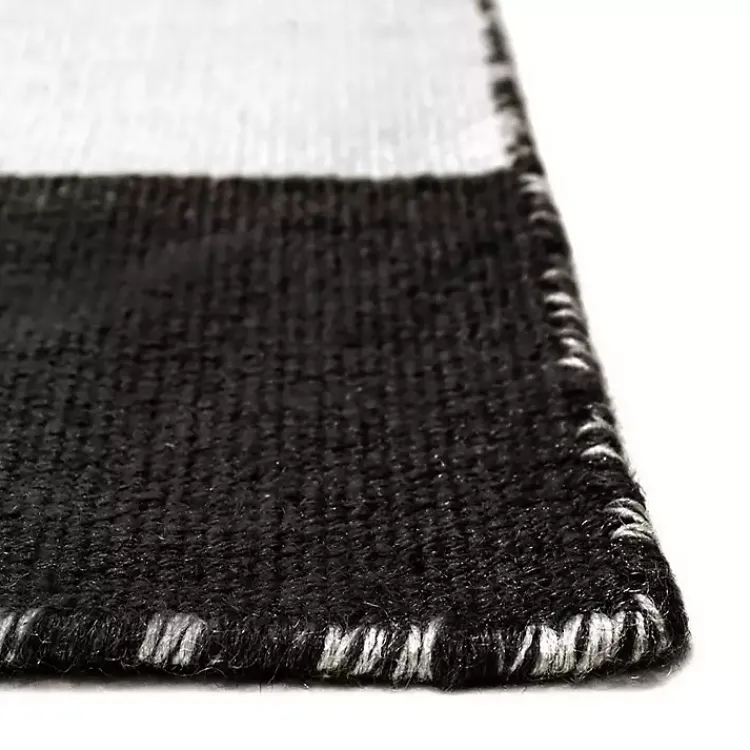 Outdoor Rugs-Kirklands Home Black Cabana Stripe Indoor/Outdoor Area Rug, 5x7