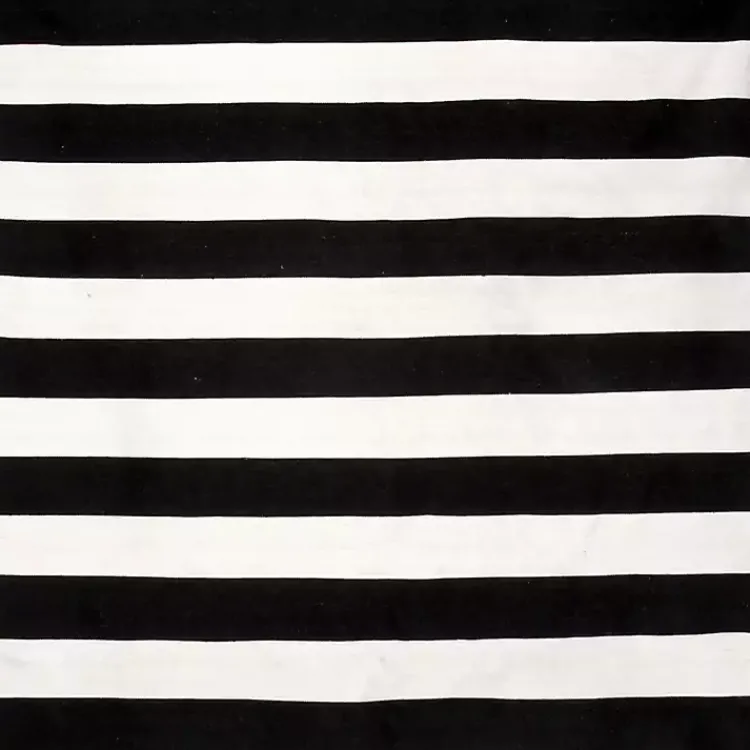 Outdoor Rugs-Kirklands Home Black Cabana Stripe Indoor/Outdoor Area Rug, 8x8