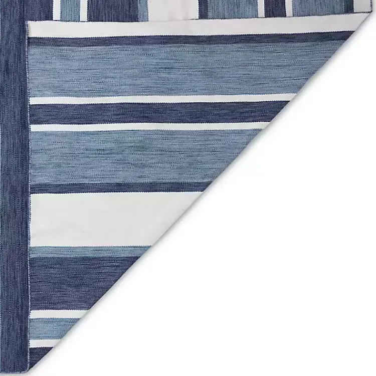 Outdoor Rugs-Kirklands Home Blue Shades Striped Indoor/Outdoor Scatter Rug