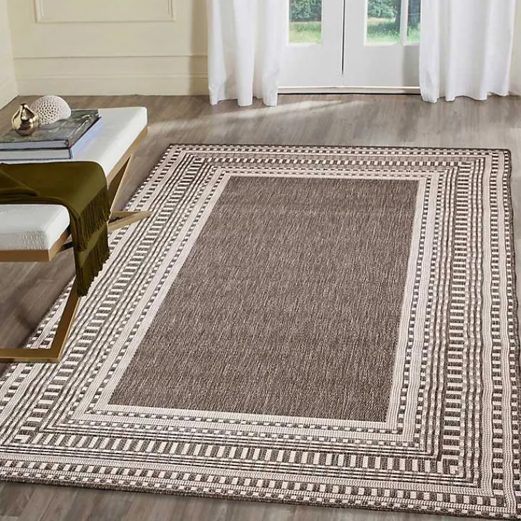 Outdoor Rugs-Kirklands Home Natural Linear Macy Indoor/Outdoor Area Rug, 4x7 Brown