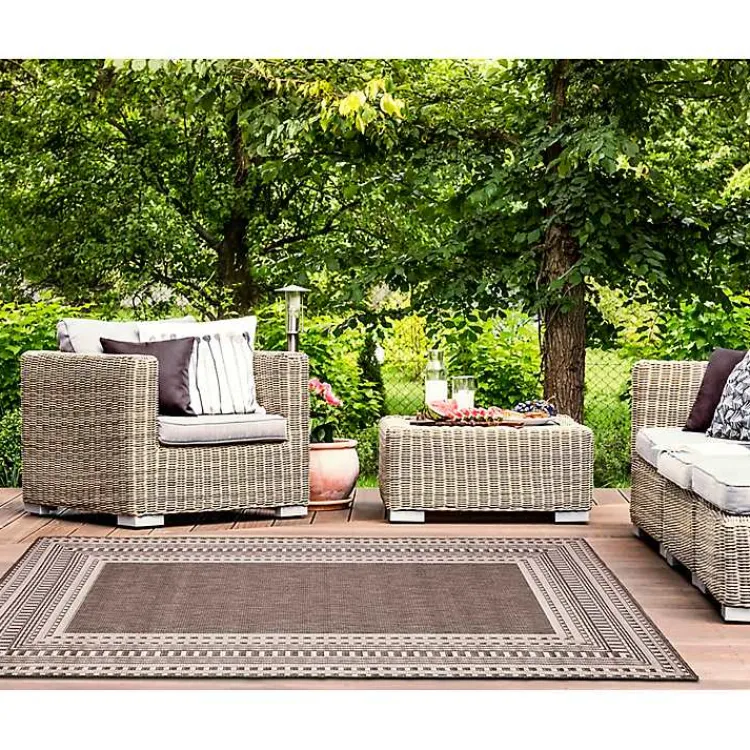 Outdoor Rugs-Kirklands Home Natural Linear Macy Indoor/Outdoor Area Rug, 4x7 Brown