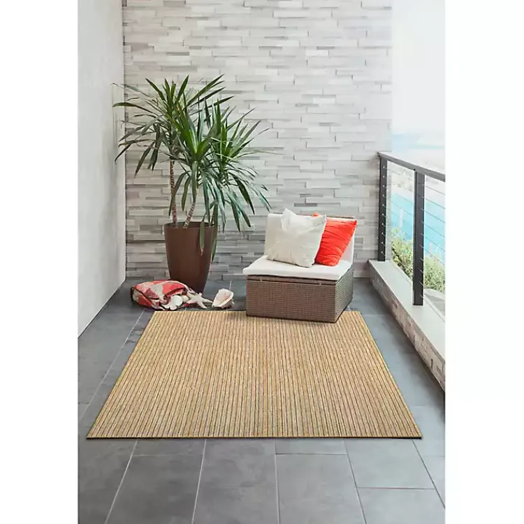 Outdoor Rugs-Kirklands Home Sand Intertwine Indoor/Outdoor Area Rug, 4x7 Tan