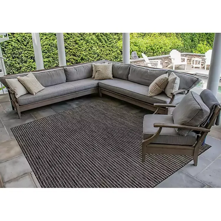 Outdoor Rugs-Kirklands Home Intertwined Santal Outdoor Area Rug, 6x9 Black