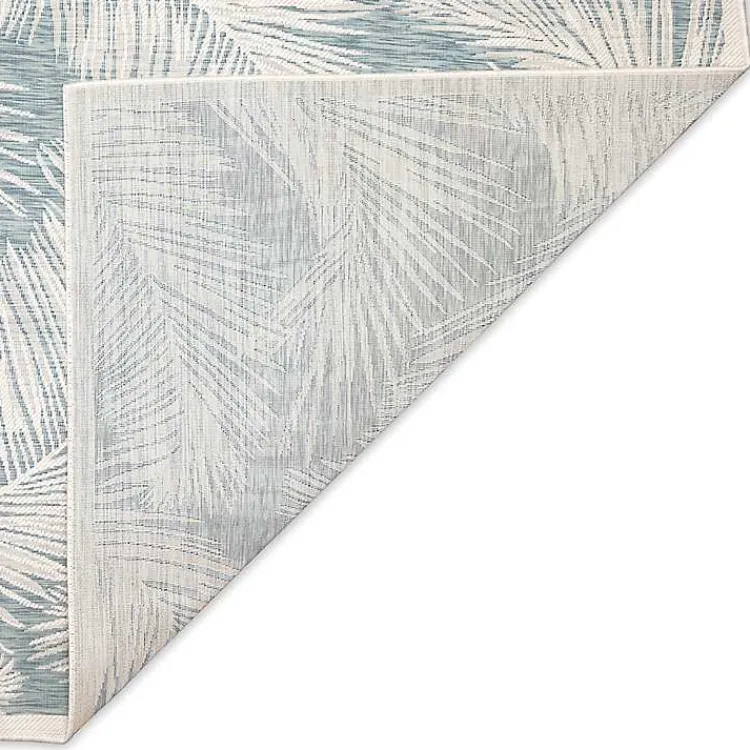 Outdoor Rugs-Kirklands Home Ocean Blue Palm Leaves Outdoor Area Rug, 7x9