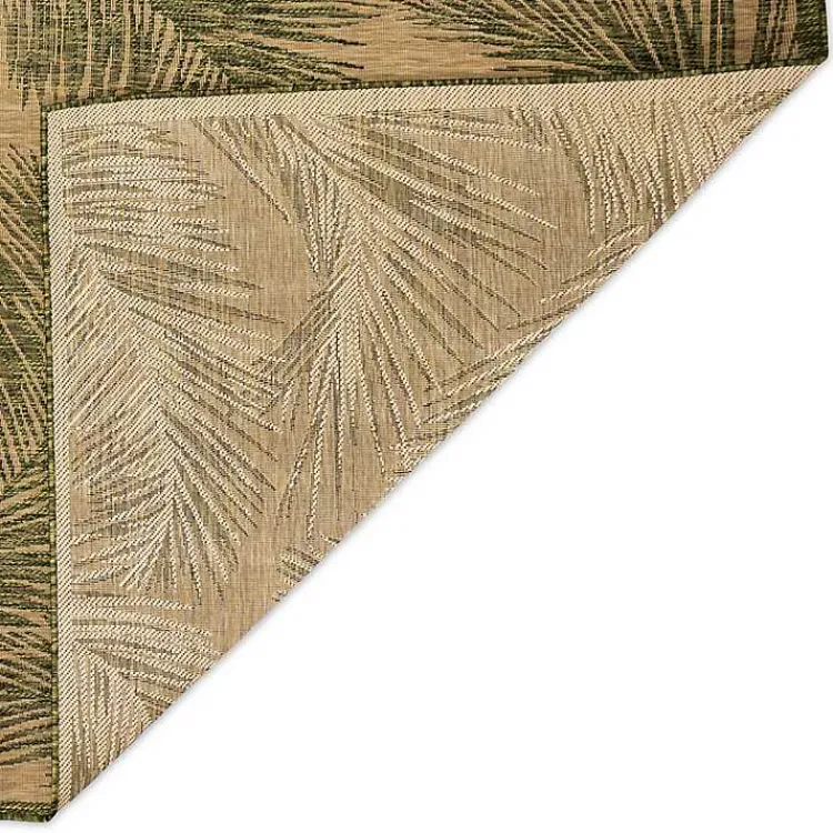 Outdoor Rugs-Kirklands Home Golden Green Palm Leaves Outdoor Area Rug, 4x7