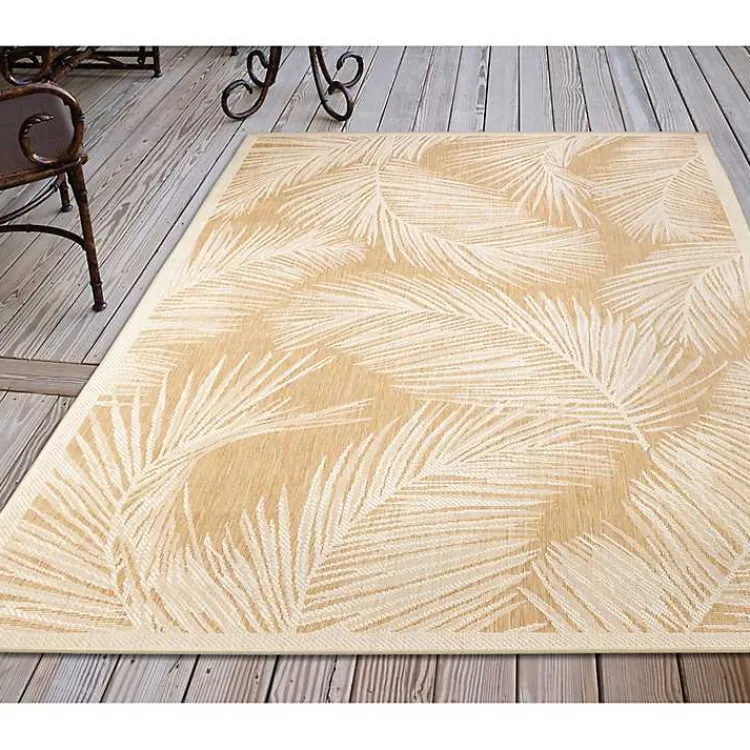 Outdoor Rugs-Kirklands Home Sand Cabo Palm Indoor/Outdoor Rug, 4x7