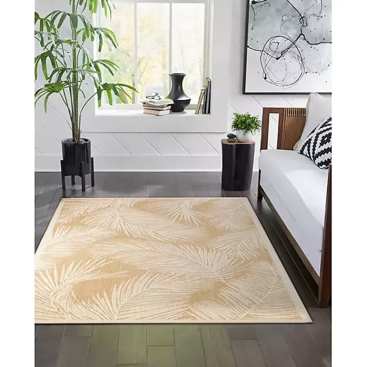 Outdoor Rugs-Kirklands Home Sand Cabo Palm Indoor/Outdoor Rug, 7x9