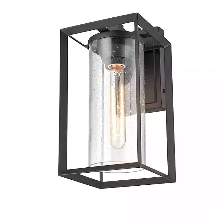 Outdoor Lighting-Kirklands Home Open Seeded Glass Outdoor Sconce Black