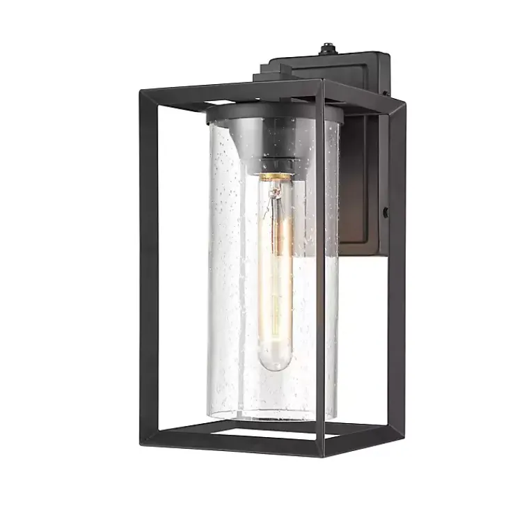 Outdoor Lighting-Kirklands Home Open Seeded Glass Outdoor Sconce Black