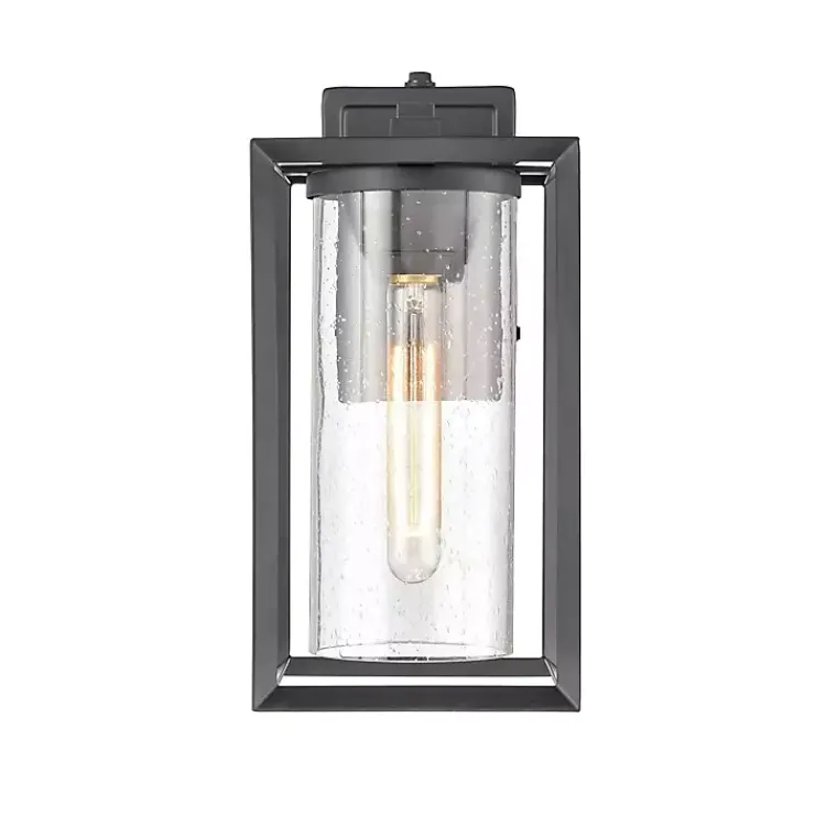 Outdoor Lighting-Kirklands Home Open Seeded Glass Outdoor Sconce Black