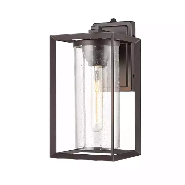 Outdoor Lighting-Kirklands Home Bronze Open Seeded Glass Outdoor Sconce Brown