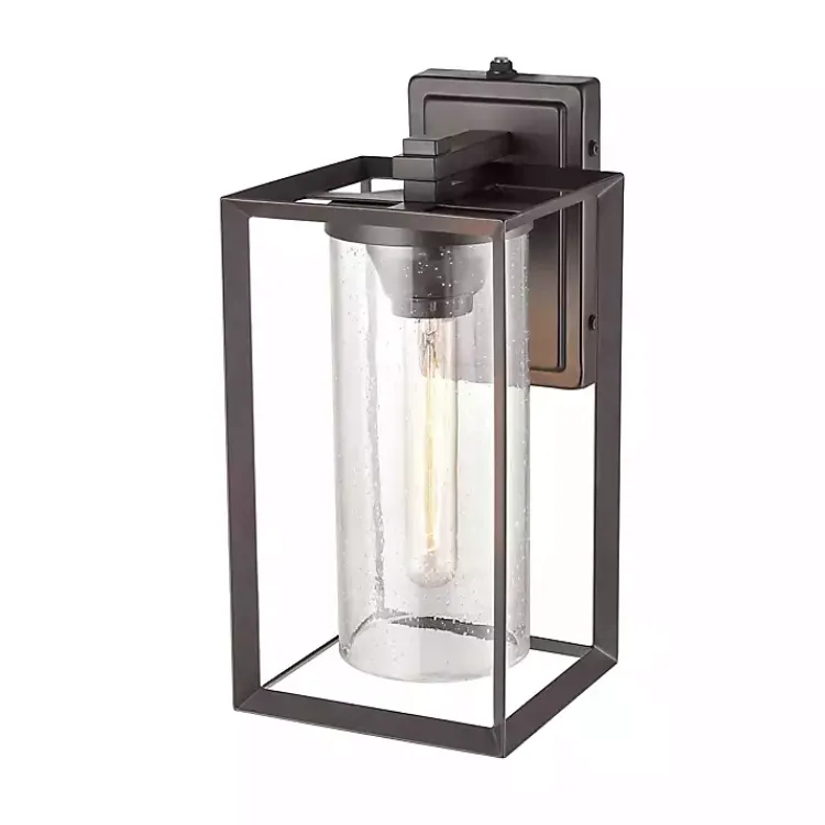 Outdoor Lighting-Kirklands Home Bronze Open Seeded Glass Outdoor Sconce Brown