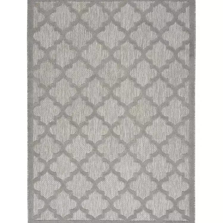 Outdoor Rugs-Kirklands Home Silver Trellis Indoor/Outdoor Area Rug, 5x7 Gray