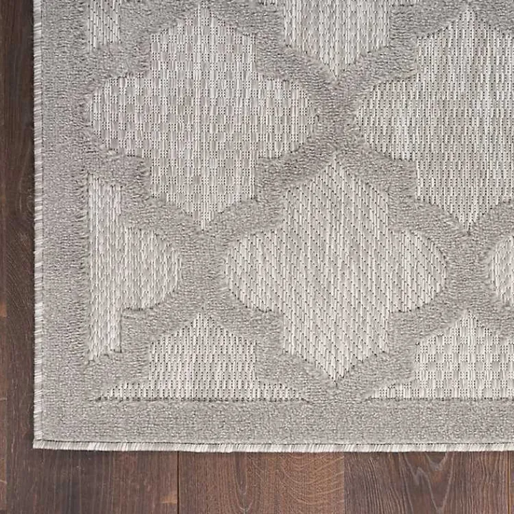 Outdoor Rugs-Kirklands Home Silver Trellis Indoor/Outdoor Area Rug, 5x7 Gray