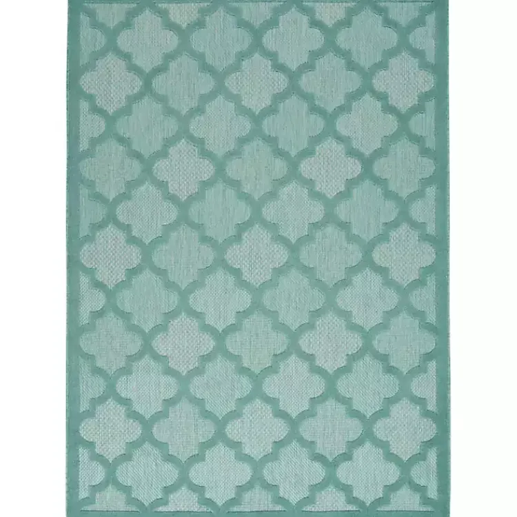 Outdoor Rugs-Kirklands Home Seaglass Trellis Outdoor Area Rug, 5x7