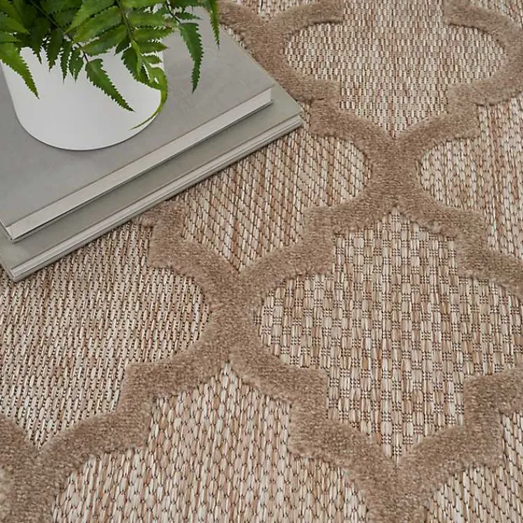 Outdoor Rugs-Kirklands Home Beige Trellis Indoor/Outdoor Area Rug, 5x7 Tan