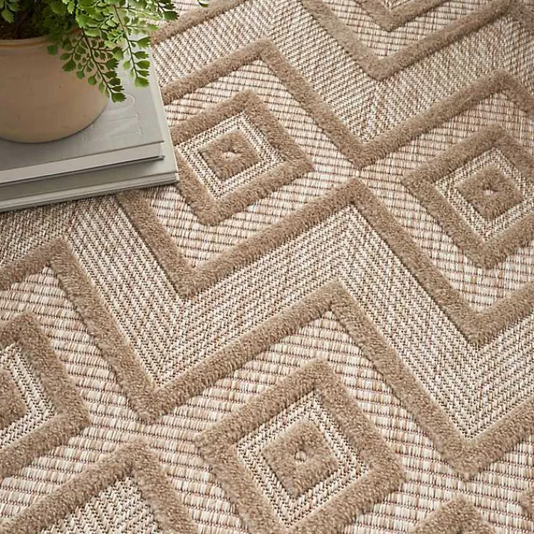 Outdoor Rugs-Kirklands Home Natural Beige Diamond Indoor/Outdoor Area Rug, 5x7 Tan