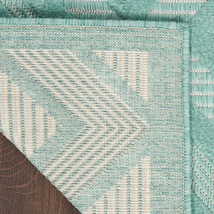 Outdoor Rugs-Kirklands Home Aqua Teal Diamond Indoor/Outdoor Area Rug, 5x7 Blue