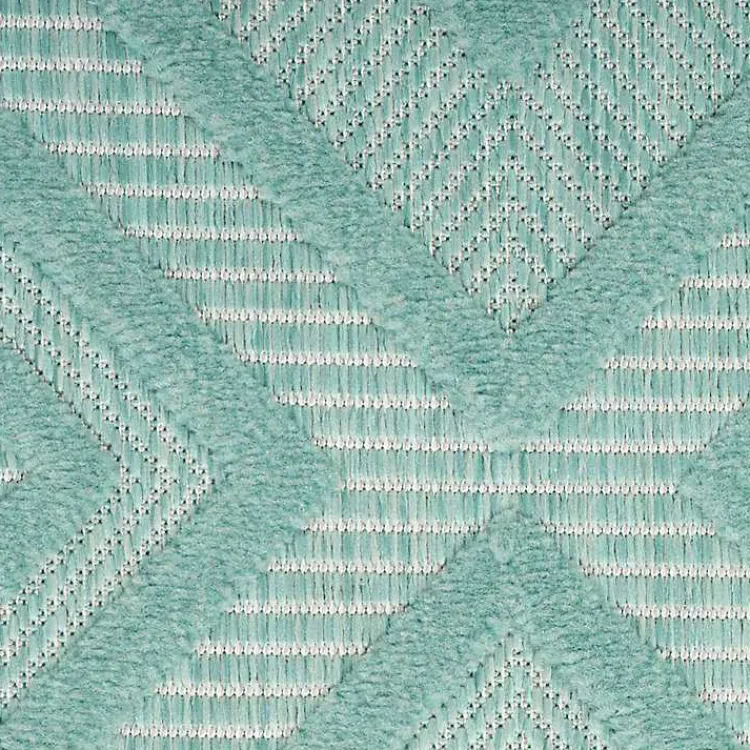 Outdoor Rugs-Kirklands Home Aqua Teal Diamond Indoor/Outdoor Area Rug, 5x7 Blue