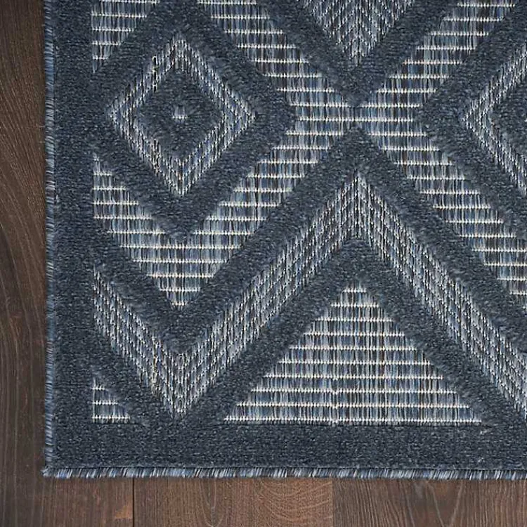 Outdoor Rugs-Kirklands Home Navy Diamond Indoor/Outdoor Area Rug, 5x7 Blue