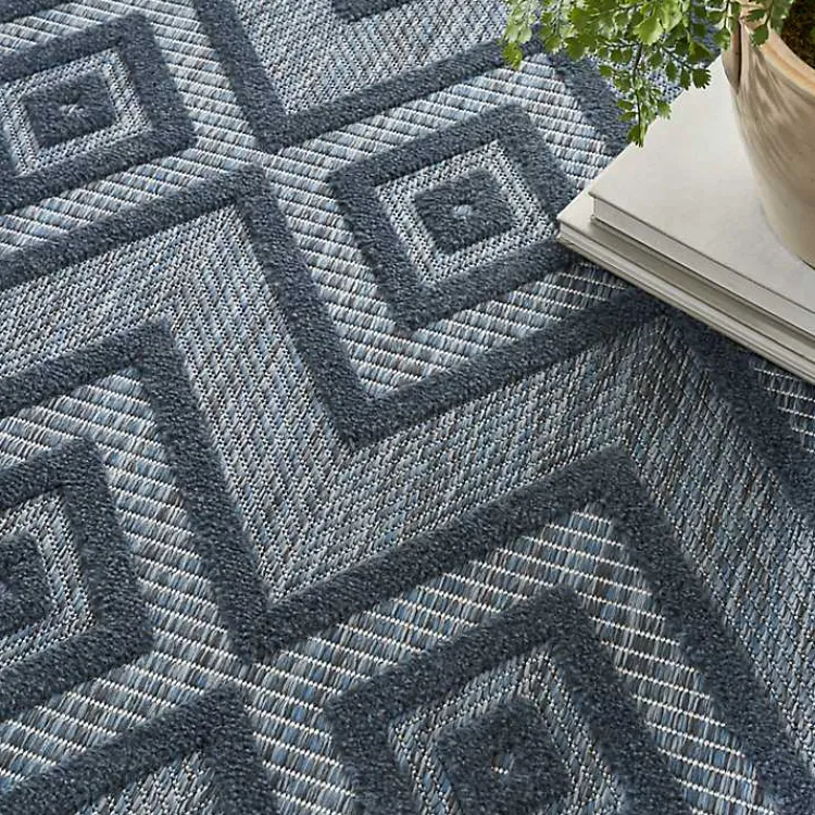 Outdoor Rugs-Kirklands Home Navy Diamond Indoor/Outdoor Area Rug, 5x7 Blue
