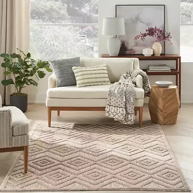 Outdoor Rugs-Kirklands Home Mocha Diamond Outdoor Area Rug, 6x9