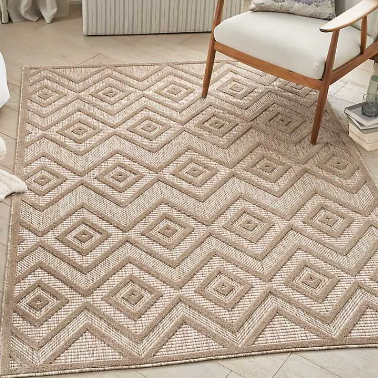 Outdoor Rugs-Kirklands Home Mocha Diamond Outdoor Area Rug, 6x9
