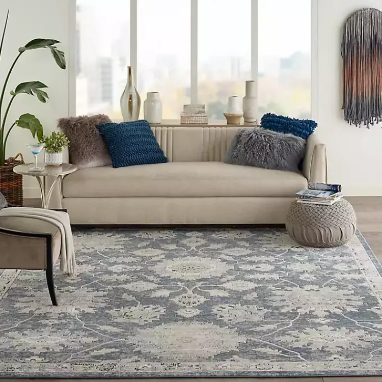 Area Rugs-Kirklands Home Blue Lush Vines Area Rug, 8x10