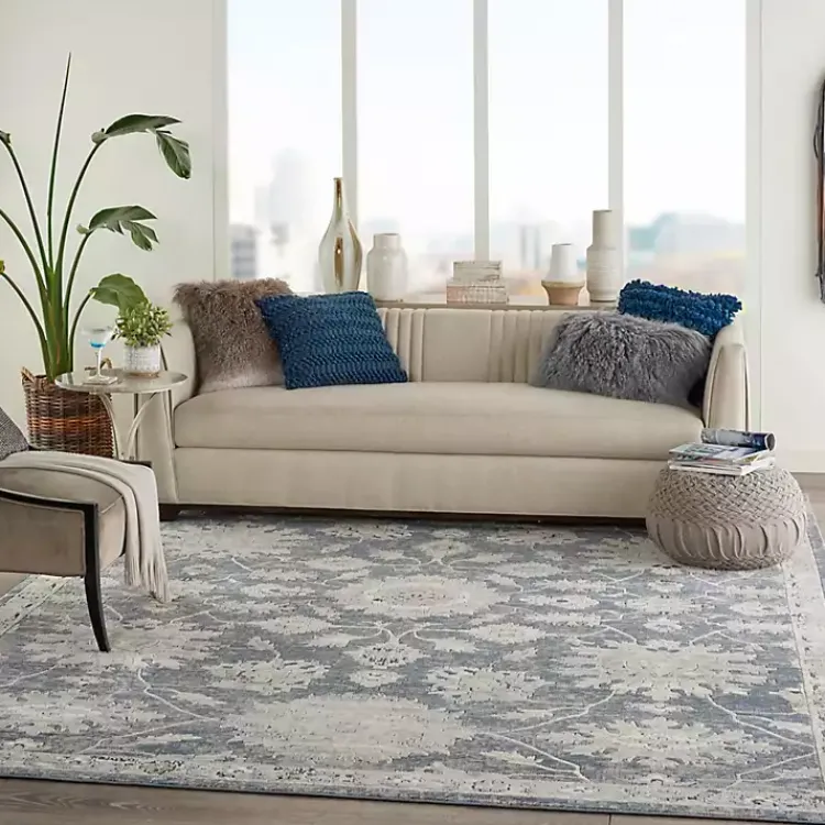 Area Rugs-Kirklands Home Blue Lush Vines Area Rug, 8x10