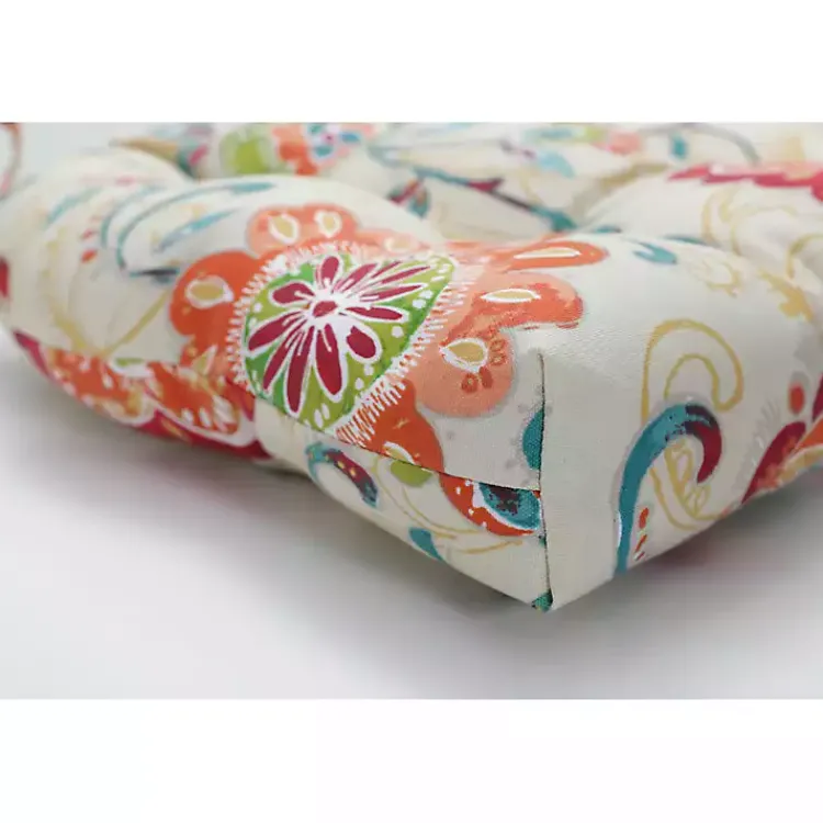 Outdoor Cushions & Pillows-Kirklands Home Lily Paisley Tufted Outdoor Seat Cushion, Set of 2