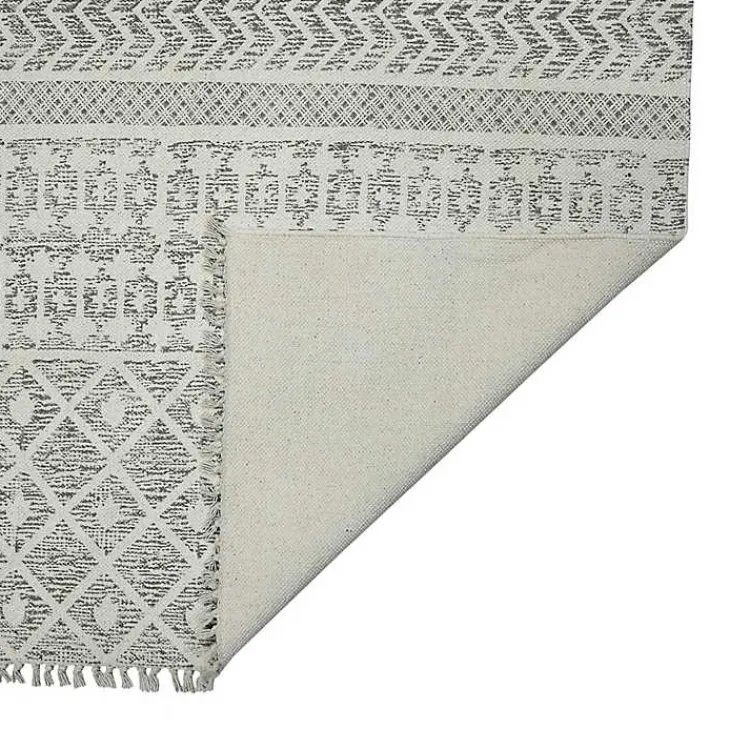 Area Rugs-Kirklands Home Lilia Gray Geo Stripe Flatweave Runner, 2x8