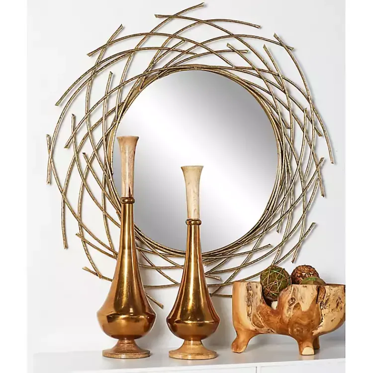 Decorative Mirrors-Kirklands Home Gold Metal Glam Layered Mirror