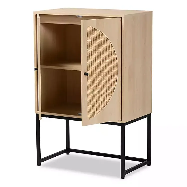 Cabinets & Sideboards-Kirklands Home Natural Cane and Wood 2-Door Cabinet