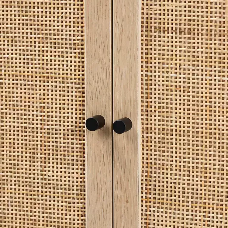 Cabinets & Sideboards-Kirklands Home Natural Cane and Wood 2-Door Cabinet