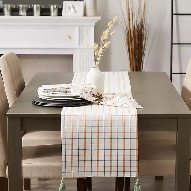 Table Linens-Kirklands Home Gather with Pumpkin Harvest Table Runner White
