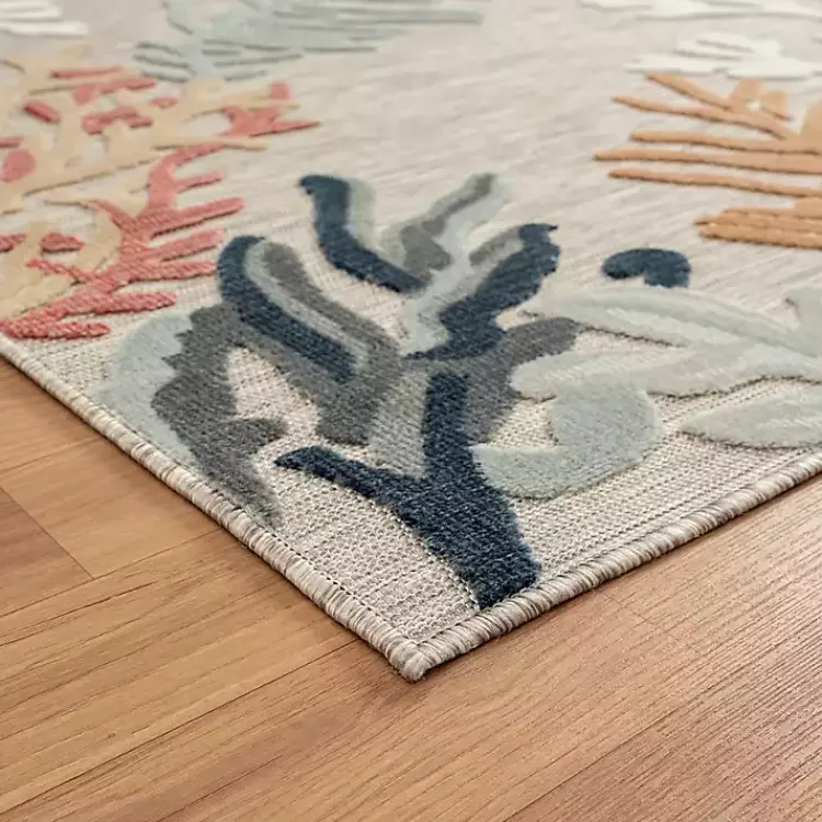 Outdoor Rugs-Kirklands Home Beige Coral Reef Area Rug, 5x7 Tan