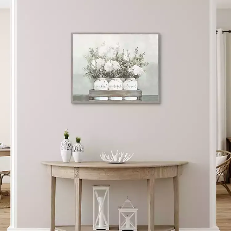 Canvas Art-Kirklands Home Flower Jars Framed Canvas Art Print White