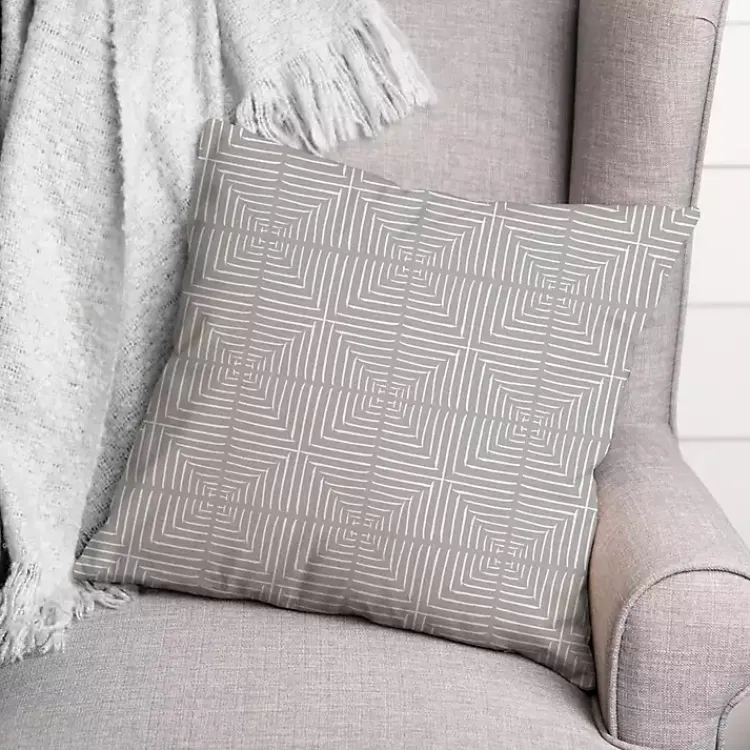 Outdoor Cushions & Pillows-Kirklands Home Geometric Indoor/Outdoor Pillow Gray