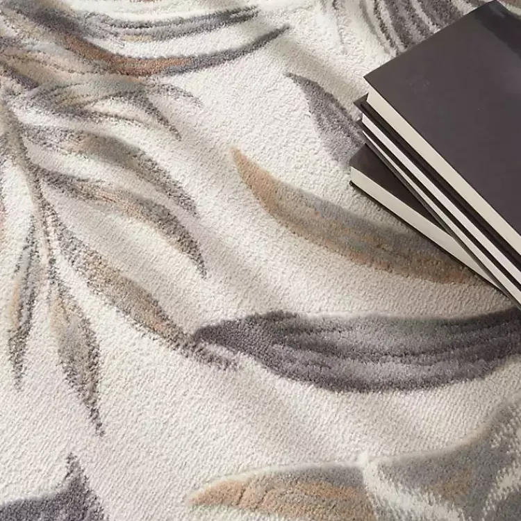 Area Rugs-Kirklands Home Ivory Grand Leaf Coastal Area Rug, 5x7