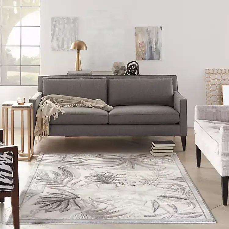 Area Rugs-Kirklands Home Ivory Grand Leaf Coastal Area Rug, 5x7