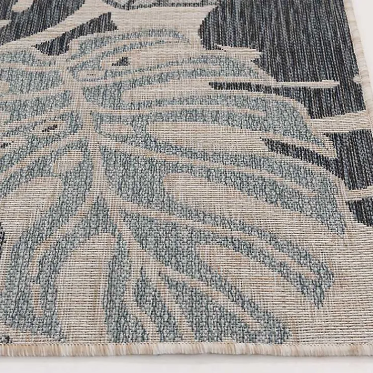 Outdoor Rugs-Kirklands Home Tropical Leaf Indoor/Outdoor Area Rug, 5x7 Blue