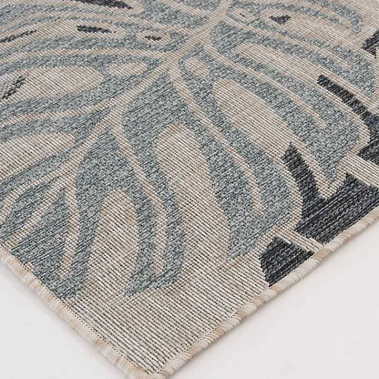 Outdoor Rugs-Kirklands Home Tropical Leaf Indoor/Outdoor Area Rug, 5x7 Blue