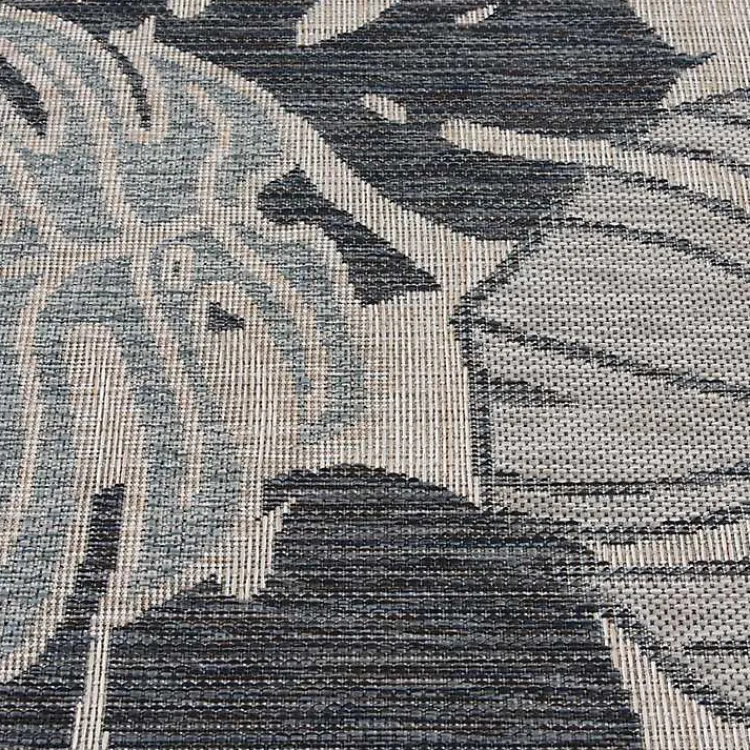 Outdoor Rugs-Kirklands Home Tropical Leaf Indoor/Outdoor Area Rug, 5x7 Blue